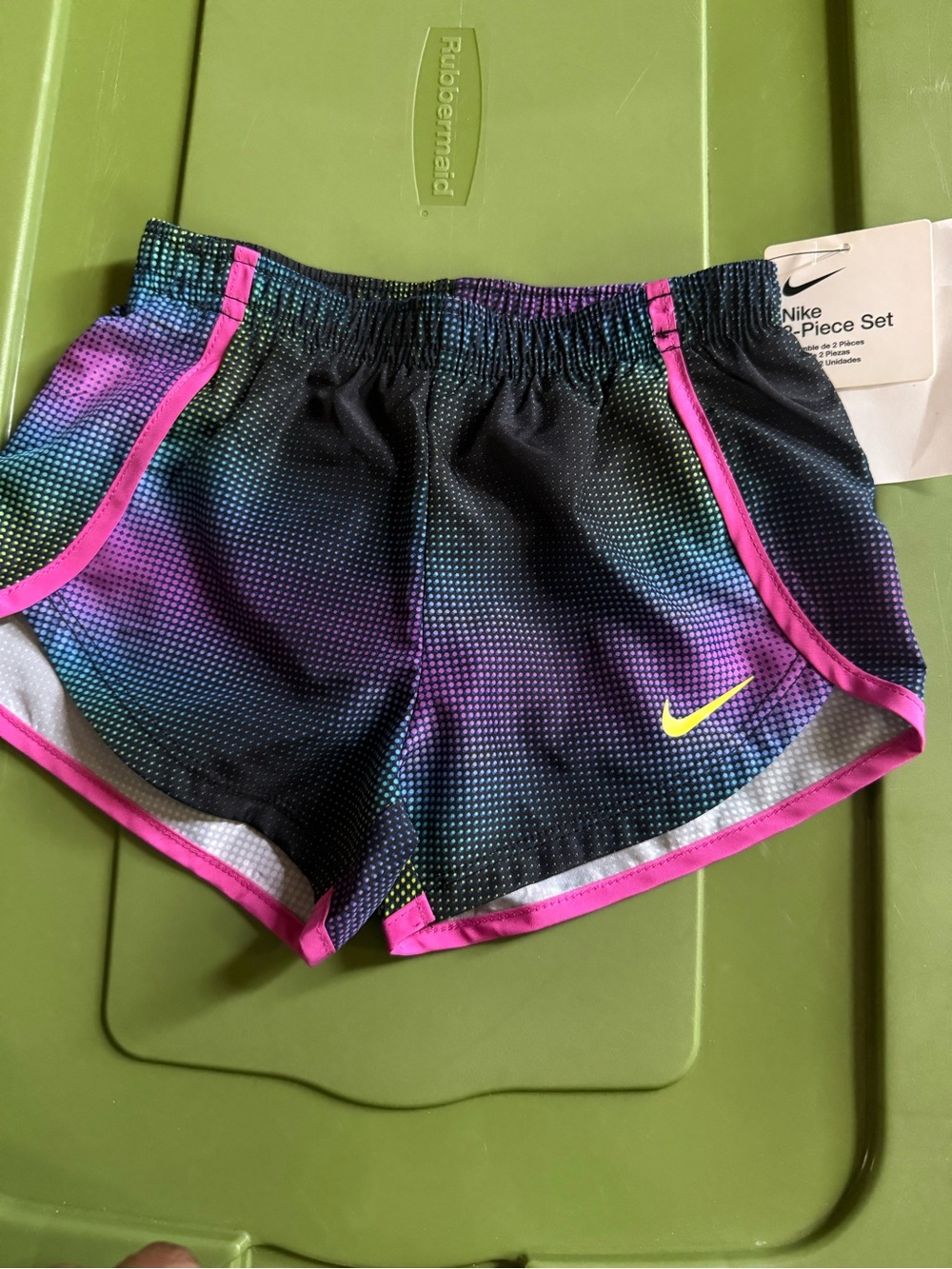 Nike Women’s Black Gradient Dot Athletic Shorts with Pink Trim
